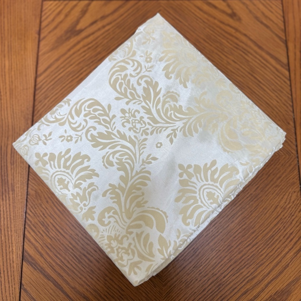 Ivory and Gold Tablecloth Brand New 90x90”